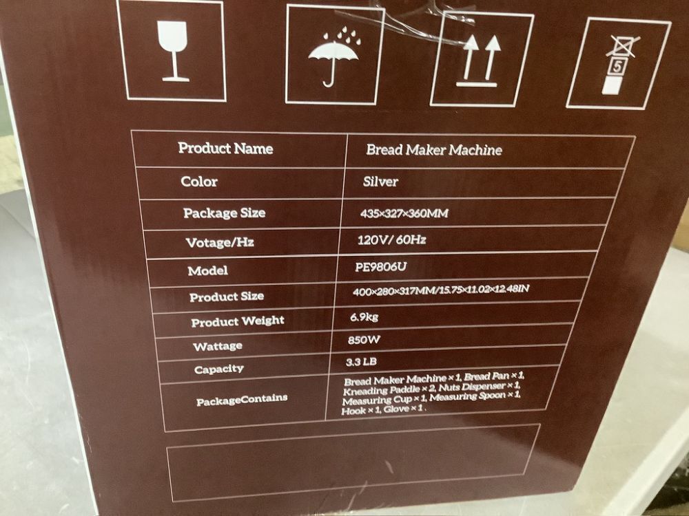 Neretva 3.3LB Larger Bread Machine 15-in-1 Stainless Steel & Nonstick Ceramic Pan & Auto Nut Dispenser - Image 5 - Lot 134