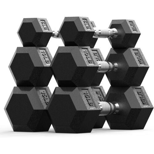 BalanceFrom Hex Dumbbell Set, Pairs of 5lb, 10lb, 15 lb - Lot 146JF