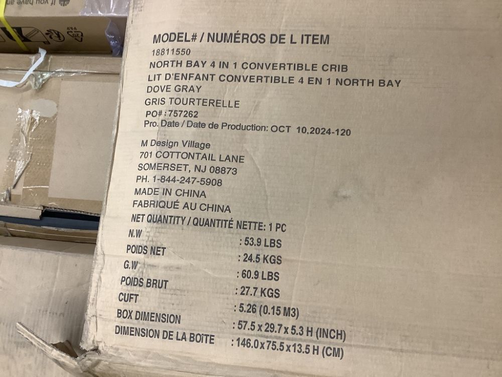 Oxford 4-in-1 Convertible Baby Crib - Damaged Headboard - Image 9 - Lot 147JF