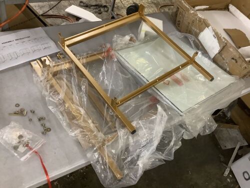 Metal Side Table with Glass Top - Missing Some Hardware - Lot 633