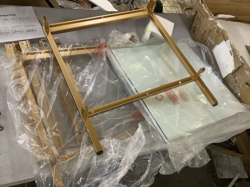 Metal Side Table with Glass Top - Missing Some Hardware - Image 3 - Lot 633