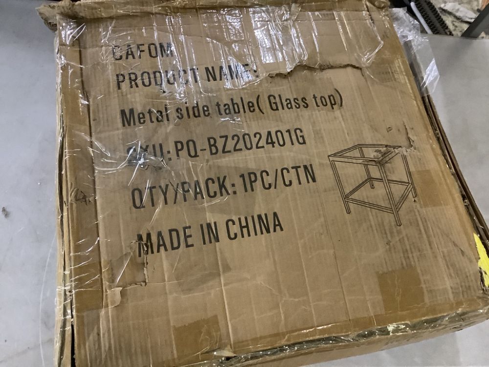 Metal Side Table with Glass Top - Missing Some Hardware - Image 5 - Lot 633