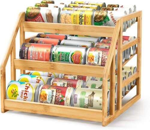 HOMESTEAD 3-Tier Bamboo Pantry Can Organizer - Lot 634