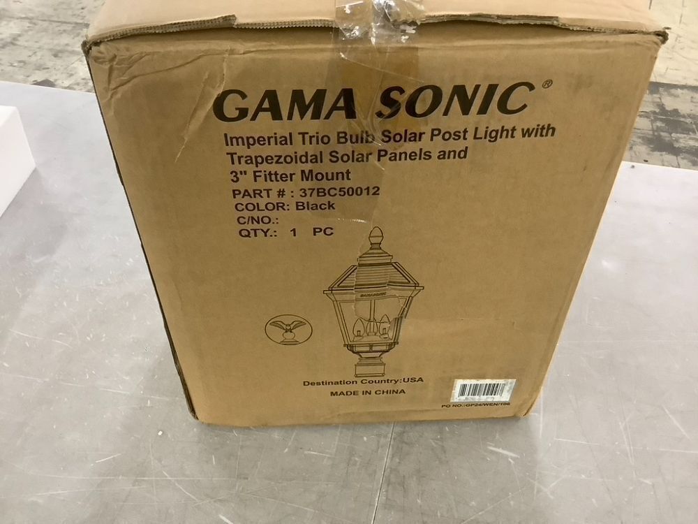 Gama Sonic Imperial Solar Post Light, Black Aluminum and Glass, Triple Candelabra Bulb with 3-inch Fitter for Lamp Poles, Warm White 2700K, 37BC50012 - Image 8 - Lot 414
