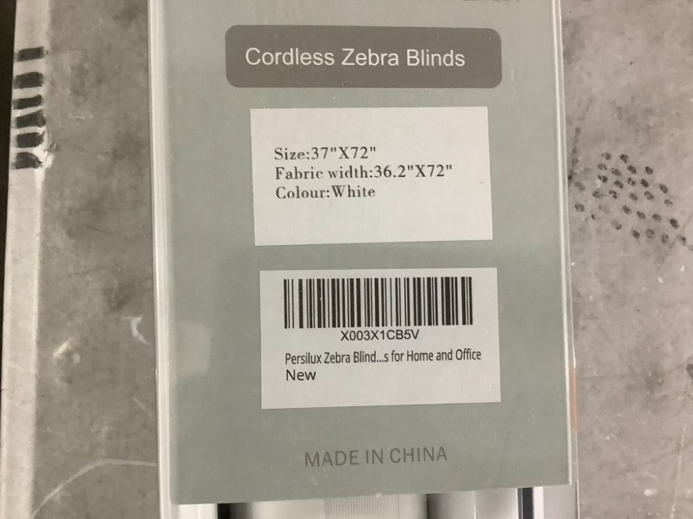 Persilux Cordless Zebra Blinds, White, 37" x 72" - Image 5 - Lot 420