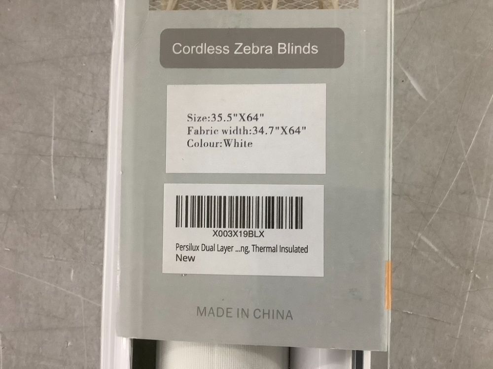 Persilux Dual Layer Cordless Zebra Blinds, White, 35.5" x 64" - Image 2 - Lot 614