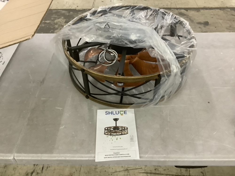 SHLUCE 22" Caged Farmhouse Ceiling Fan with Light - Image 3 - Lot 701