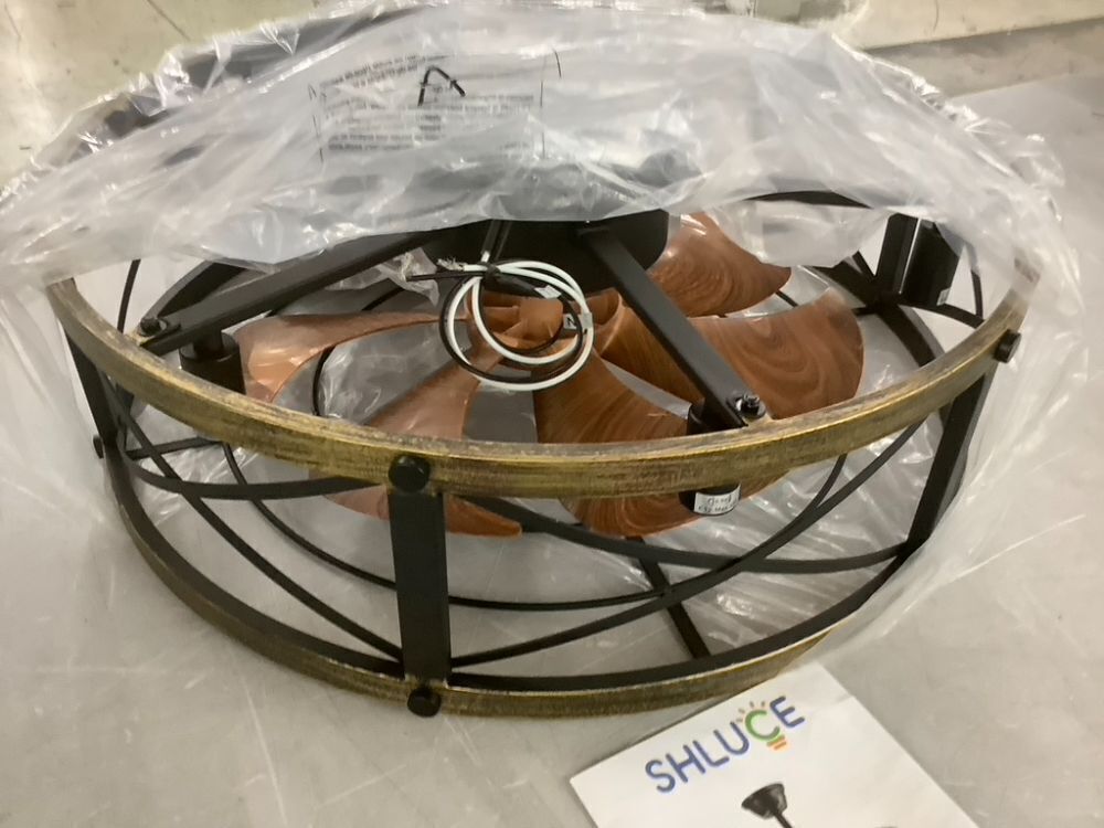 SHLUCE 22" Caged Farmhouse Ceiling Fan with Light - Image 4 - Lot 701