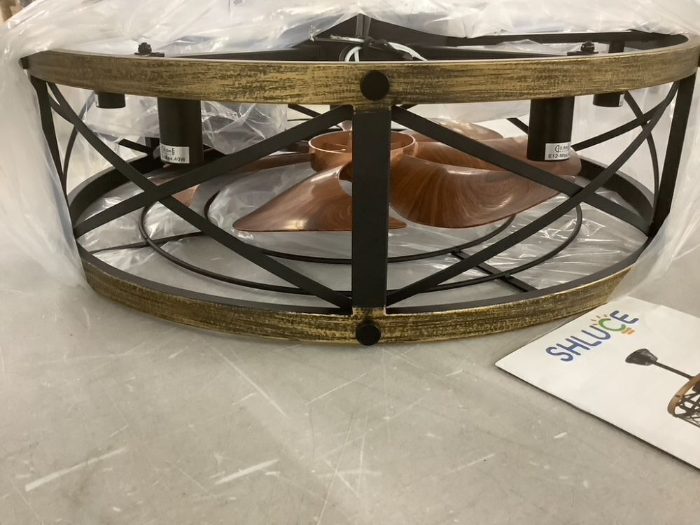 SHLUCE 22" Caged Farmhouse Ceiling Fan with Light - Image 5 - Lot 701