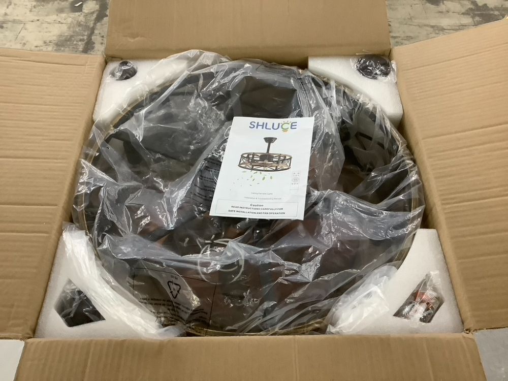 SHLUCE 22" Caged Farmhouse Ceiling Fan with Light - Image 8 - Lot 701