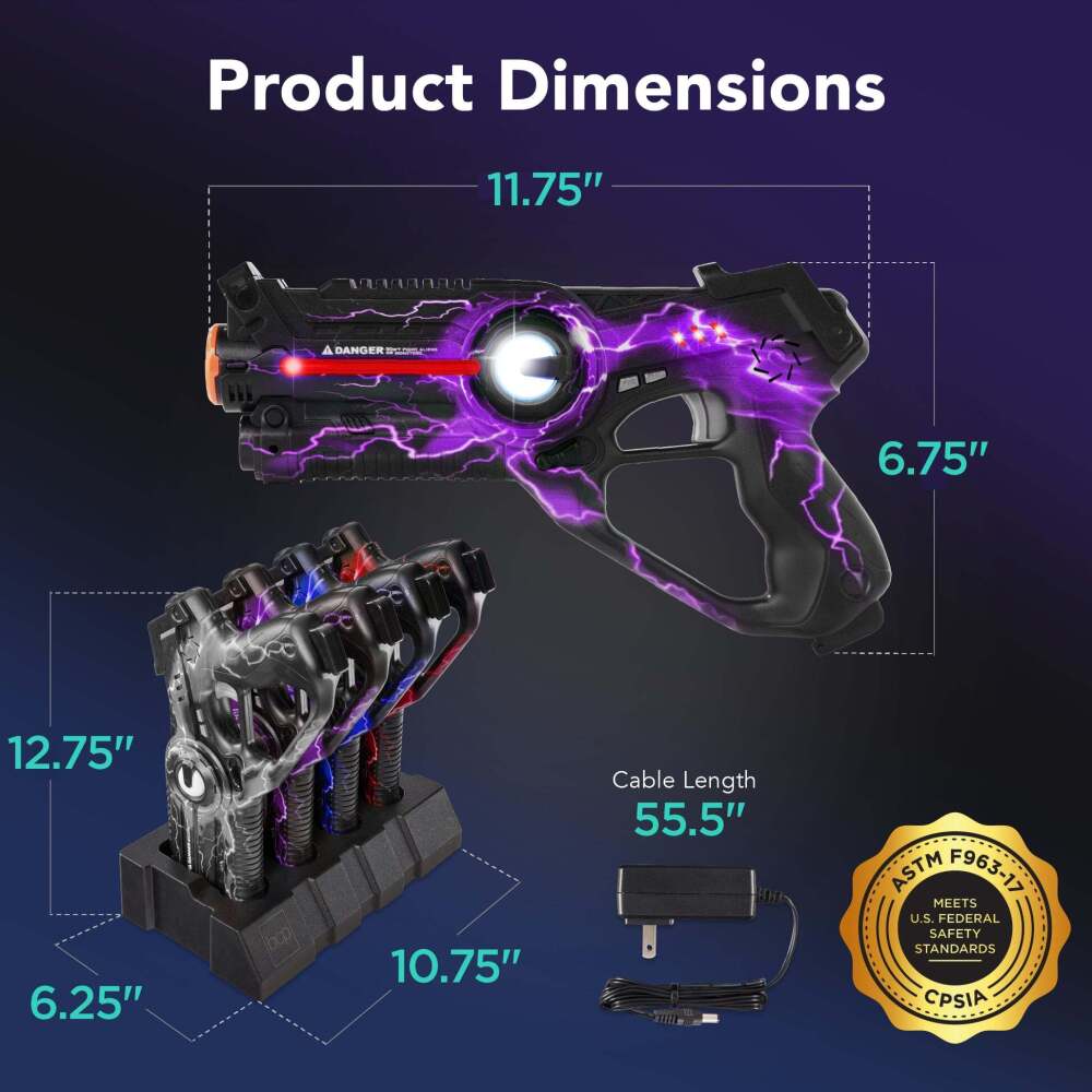 Set of 4 Rechargeable Laser Tag Blasters w/ Docking Station, No Vests Needed - Image 2 - Lot 4189