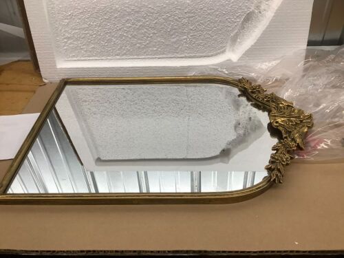 Baroque Mirror,Gold Brass Mirror for Wall,Victorian Antique Bronze Mirrors Arched - Lot 6682