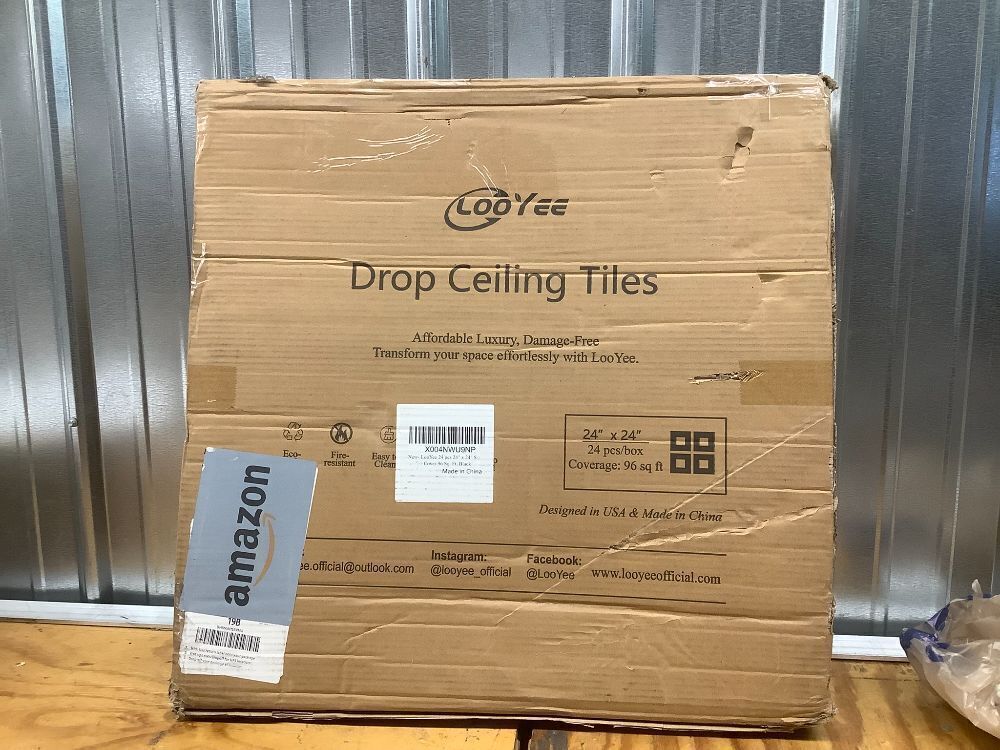 24 PCS 24 X 24 Inch Black Drop Ceiling Tiles, 2Ft X 2Ft PVC 3D Decorative Ceiling Panels, Waterproof Washable Plastic Ideal for Living Room Garage Basement Bedroom Cover 96 Sq.Ft - Image 3 - Lot 7787