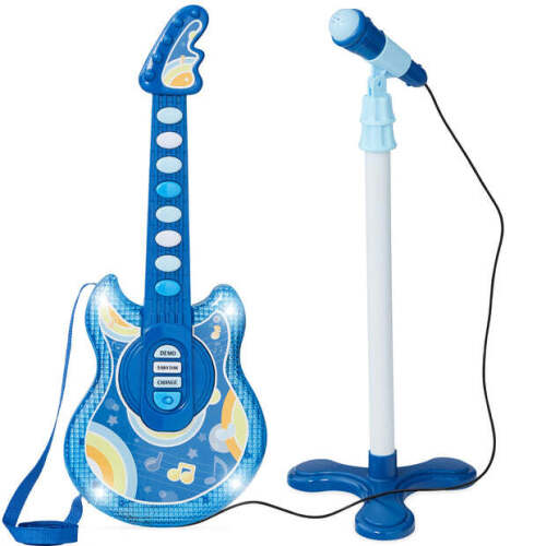 Kids Pretend Play Guitar Musical Instrument Toy w/ Microphone, Stand - 19in - Lot 7934