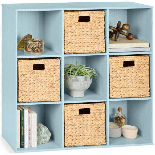 9-Cube Bookshelf Storage Display w/ 3 Removable Panels, Customizable Design - Lot 8034