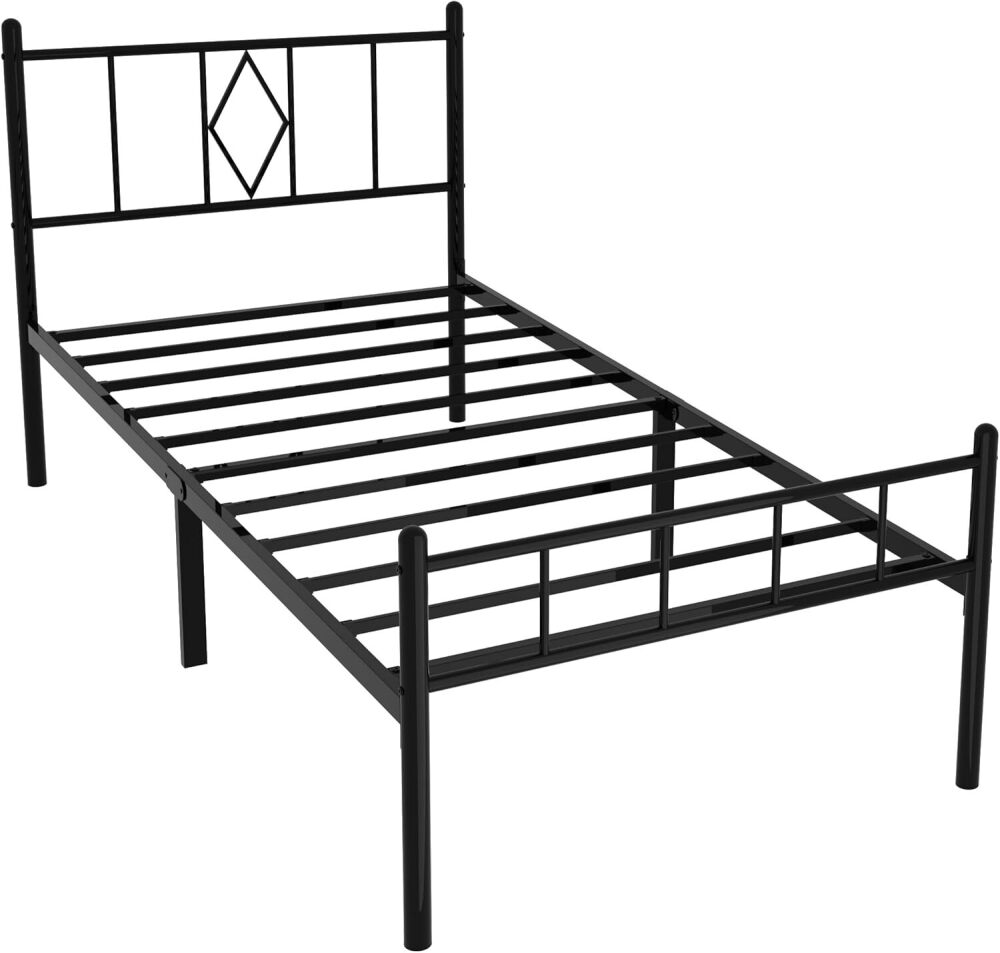 14 Inch Twin Size Bed Frames with Headboard/Footboard, Under Bed Storage, Strong Metal Slats Support, No Box Spring Needed, Noise Free, Easy Assembly, Black - Image 1 - Lot 8055