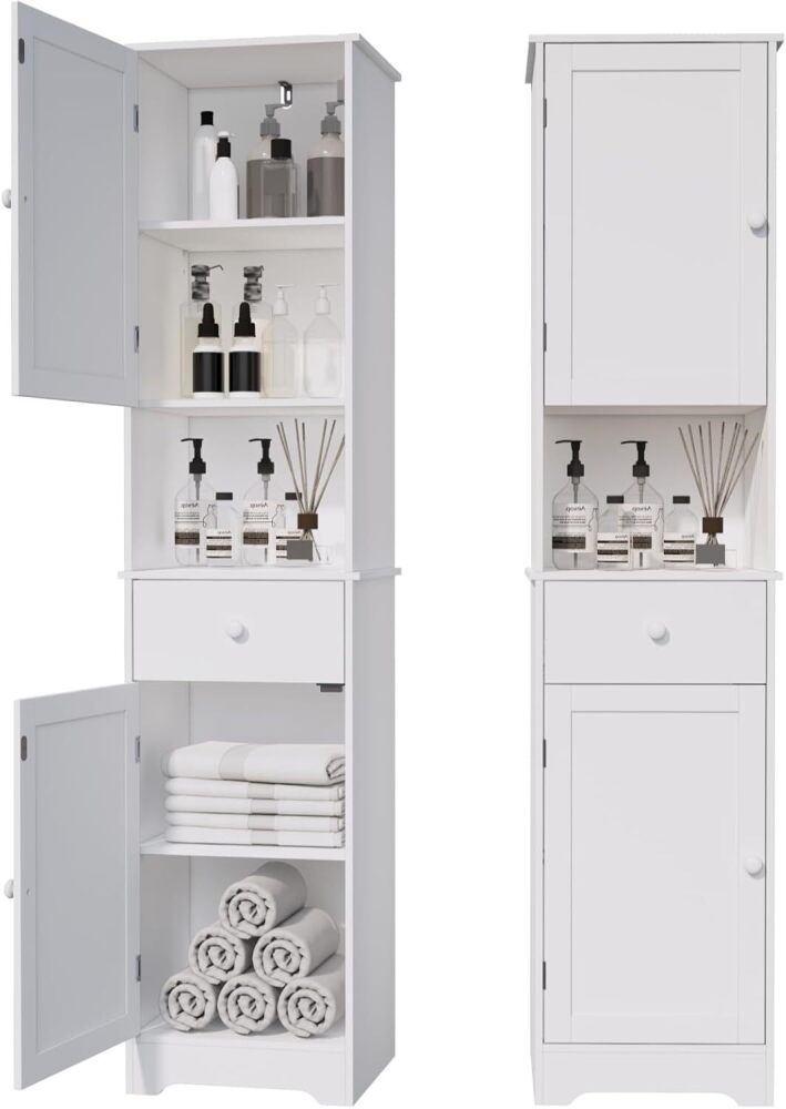 Viaozutis Tall Bathroom Cabinet, Storage Cabinet with 2 Doors & 2 Drawer, with Adjustable Shelve, for Bathrooms, Kitchens, Entrances, Bedrooms White） - Image 1 - Lot 8221
