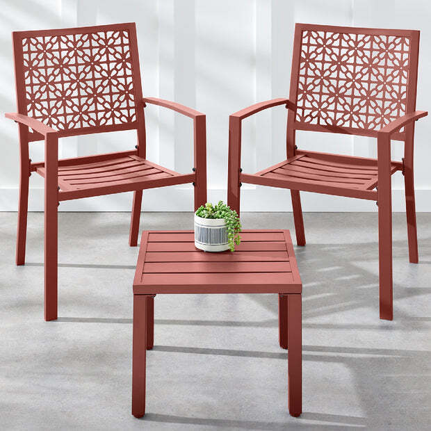 3-Piece Stackable Steel Outdoor Conversation Bistro Set - Image 1 - Lot 8568