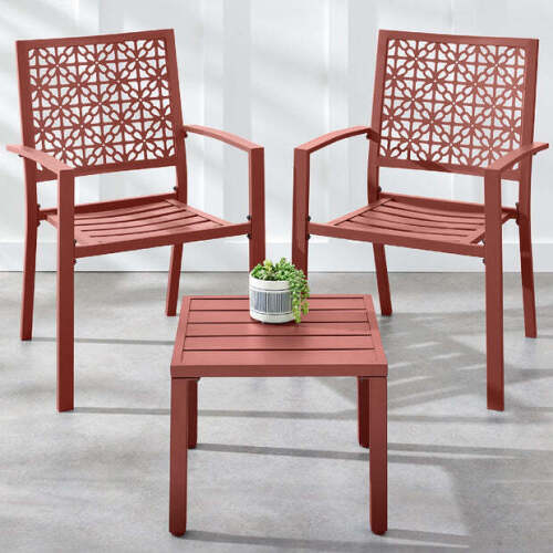 3-Piece Stackable Steel Outdoor Conversation Bistro Set - Lot 8568