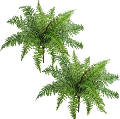 Artificial Boston Fern Plants 2Pcs 19.7Inch Fake Boston Fern Faux Plastic Plant Outdoor UV Resistant Shrubs Greenery Bundles Outside Indoor Home Garden Office Balcony Party Porch Potted Hanging Decor - Lot 8715