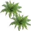 Artificial Boston Fern Plants 2Pcs 19.7Inch Fake Boston Fern Faux Plastic Plant Outdoor UV Resistant Shrubs Greenery Bundles Outside Indoor Home Garden Office Balcony Party Porch Potted Hanging Decor - Thumbnail 1