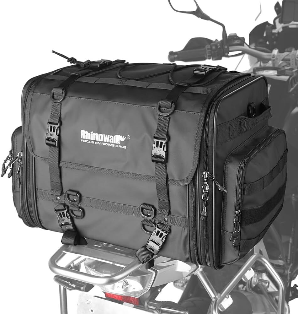 Rhinowalk Motorcycle Saddle Bag Motorbike Tail Bag Waterproof Expandable Pannier Bag Powersports Travel Luggage 80L - Image 1 - Lot 8721