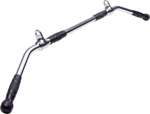 Straight Ez Curl LAT Pull Down Bar with Revolving Double Hook for Dual Pulley Cable Machines, Functional Trainer Multi-Purpose Attachment - Lot 8726