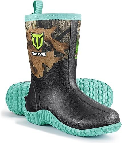 TIDEWE Rubber Boots for Women, 5.5mm Neoprene Insulated Rain Boots with Steel Shank, Waterproof Mid Calf Hunting Boots, Sturdy Rubber Work Boots for Farming Gardening Fishing - Image 1 - Lot 8731