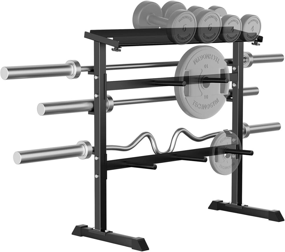 UBOWAY Compact Dumbbell Rack Stand Barbell Rack: Weight rack for Dumbbells, Olympic Barbell Bar, Olympic Weight Plates - Weight Storage Rack for Strength Training Home Gym Fitness Exercise Equipment - Image 1 - Lot 8751