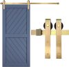 Rio Salto Gold Barn Door Hardware Kit Sliding Hardware Modern Barn Interior Gold Brushed Brass Panel Hardware - 5ft - Hardware ONLY (Hardware Kit, 5 Feet - Single Door) - Thumbnail 1
