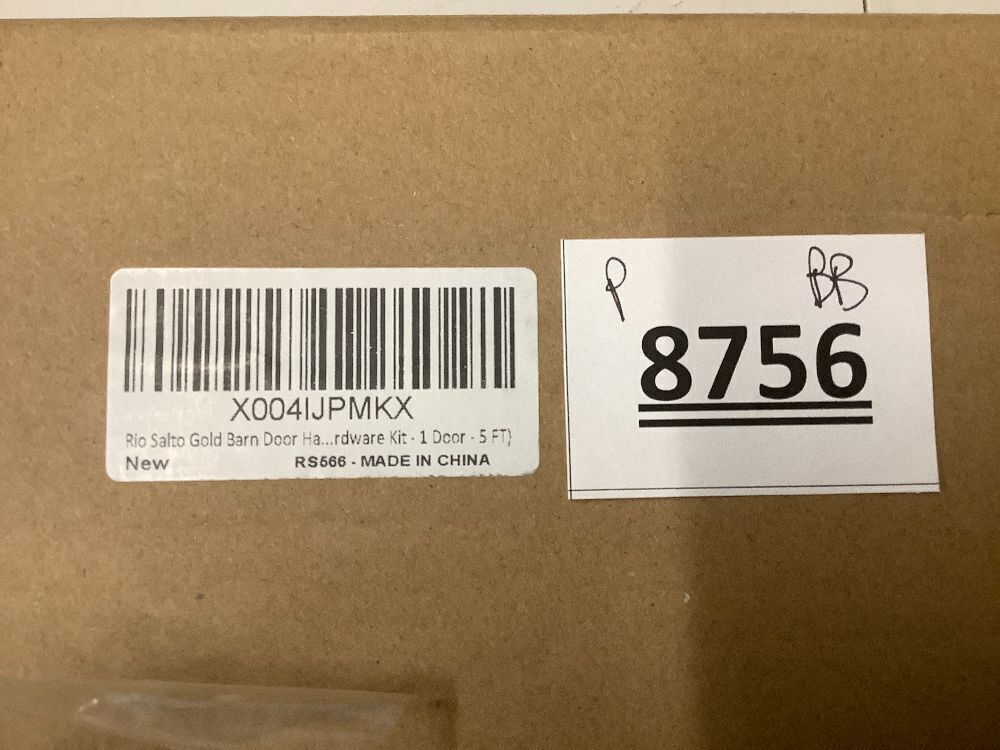 Rio Salto Gold Barn Door Hardware Kit Sliding Hardware Modern Barn Interior Gold Brushed Brass Panel Hardware - 5ft - Hardware ONLY (Hardware Kit, 5 Feet - Single Door) - Image 3 - Lot 8756