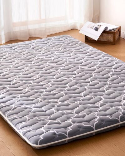 6th Generation Japanese Floor Futon Mattress - Extra-Thick 9-Layer Modern Futon with 100% High-Density Foam, Portable Floor Mattress Sleeping Pad for Adults, Guest Room, Dormitory, Queen Size(60"X80") - Lot 8770
