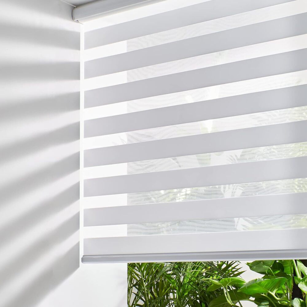 Persilux Cordless Zebra Blinds for Windows (33" W X72 H, White) Free-Stop Roller Windows Shades Dual Layer Light Control for Day and Night, Light Filtering Sheer Shades for Home, Easy to Install - Image 1 - Lot 8781