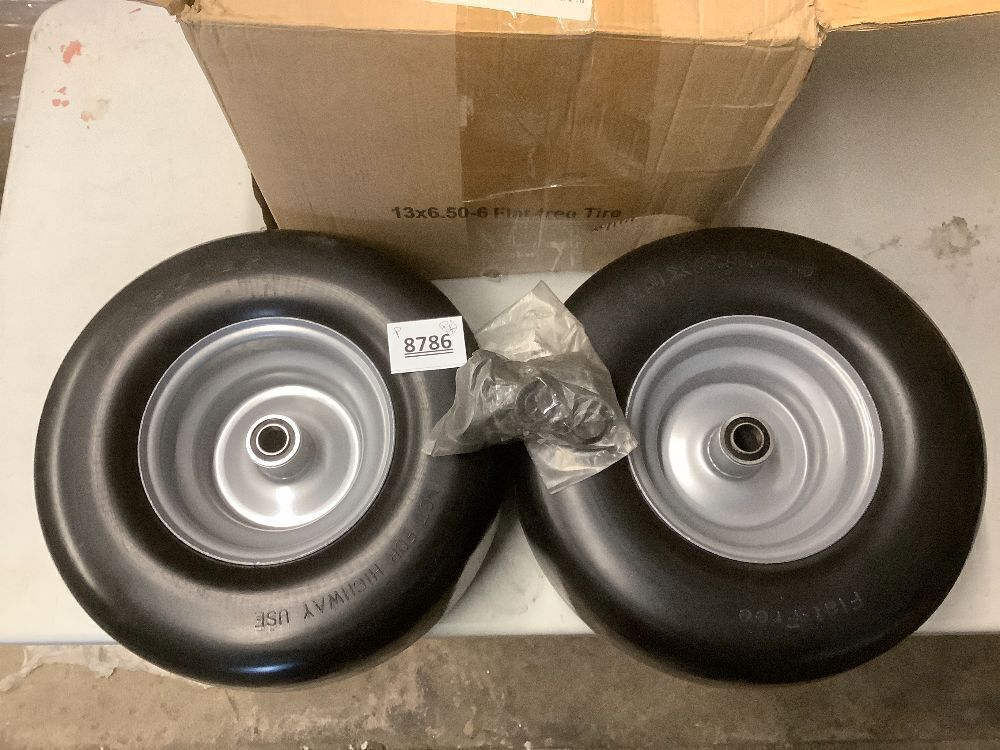 2 Pack 13x6.50-6 Tires Flat Free for Zero Turn, Lawn Mower Solid Smooth Lawn Mower Wheel Tire, 3/4" or 5/8" Bearing - Image 2 - Lot 8786