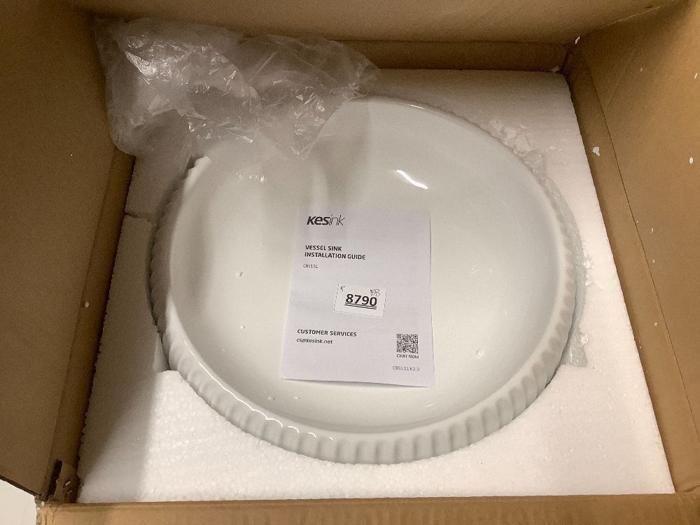 Bathroom Vessel Sink above Counter, Bowl Sinks for Bathroom, Countertop White Bathroom Sink 16.4" for Cabinet Lavatory Vanity Porcelain Ceramic - Image 2 - Lot 8790