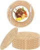 Round Woven Placemats Set of 12, 13.8 Inch Natural Rattan Placemats Hand-Woven Water Hyacinth Placemats Farmhouse Rustic Braided Boho Wicker Table Mats for Dining Table Wedding Home - Thumbnail 1