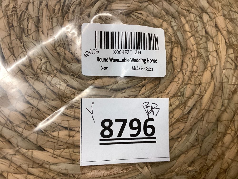 Round Woven Placemats Set of 12, 13.8 Inch Natural Rattan Placemats Hand-Woven Water Hyacinth Placemats Farmhouse Rustic Braided Boho Wicker Table Mats for Dining Table Wedding Home - Image 3 - Lot 8796