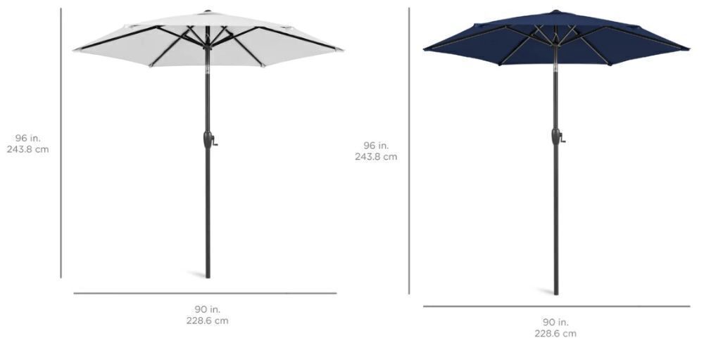 Set of 2 Outdoor Market Patio Umbrella w/ Push Button Tilt, Crank Lift - 7.5ft - Image 2 - Lot 3504