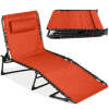 Portable Patio Chaise Lounge Chair Outdoor Recliner w/ Pillow - Thumbnail 1