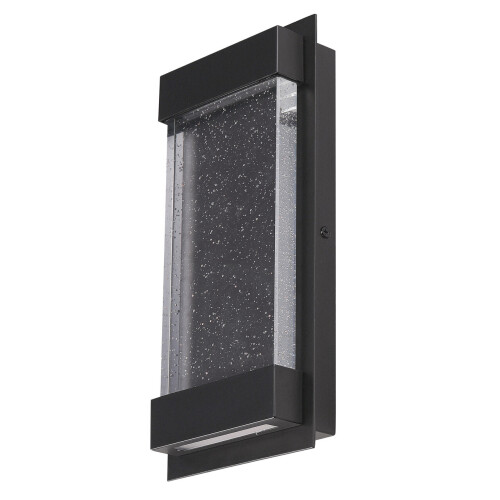 LED Outdoor Wall Sconce 24" 22W 120-277V CCT Selectable 3000/4000/5000K Dimmable Clear Seeded Glass, Black ETL - Lot 8286