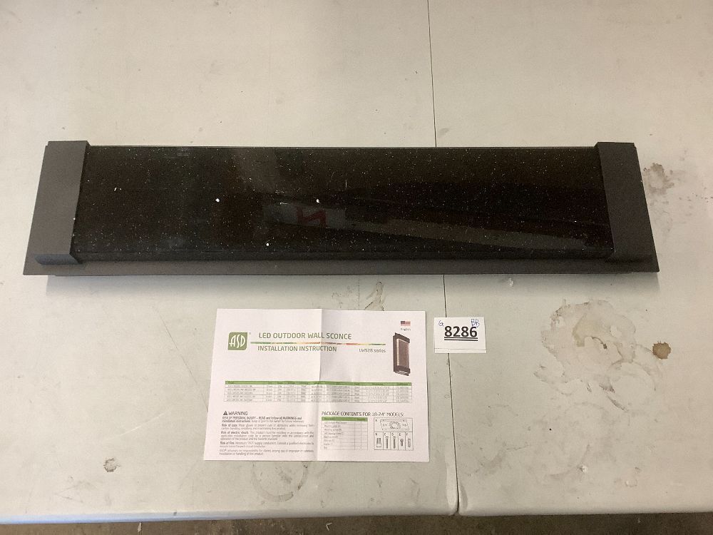 LED Outdoor Wall Sconce 24" 22W 120-277V CCT Selectable 3000/4000/5000K Dimmable Clear Seeded Glass, Black ETL - Image 2 - Lot 8286