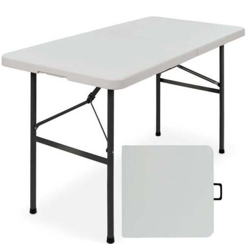 Portable Folding Plastic Dining Table w/ Handle, Lock - 4ft - Lot 8483