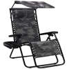 Folding Zero Gravity Recliner Patio Lounge Chair w/ Canopy, Side Tray - Thumbnail 1