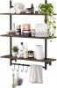 Floating Shelves for Wall Kitchen Shelves 3 Tiers Industrial Pipe Shelving 31.5 Inch Wall Shelves for Living Room,Laundry Room,Storage Hanging Shelf with Towel Bar for Bathroom Organizer - Thumbnail 1