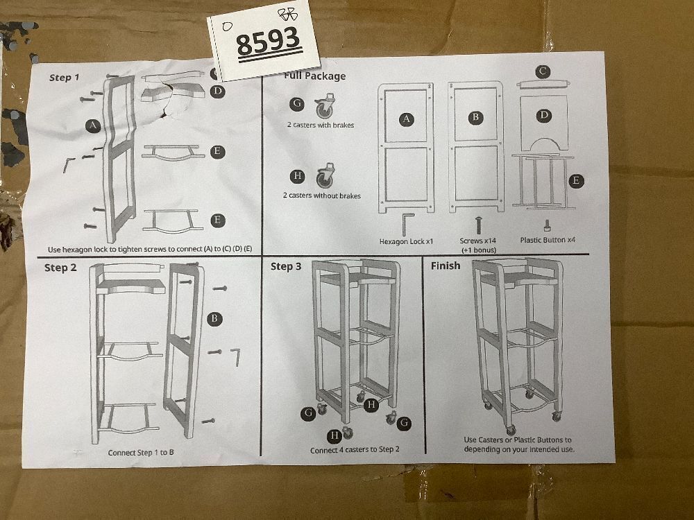 5 Gallon Water Bottle Jug Holder 3-Tier Water Bottle Holder Organizer with Lockable Casters Heavy Duty Water Storage Rack Water Dispenser Stand With Wood Top Shelf for Kitchen Office Garage Brown - Image 3 - Lot 8593