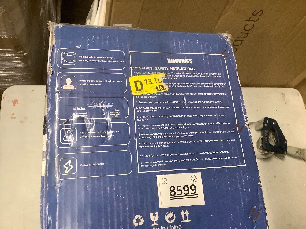 warmiplanet Ceiling Fan with Lights Remote Control, 62 Inch - Image 5 - Lot 8599