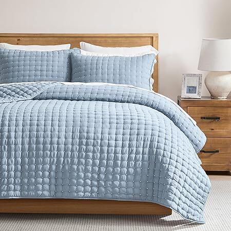 WDCOZY King Size Quilt Bedding Sets with 2 Pillow Shams, Lightweight Soft Bedspread Coverlet, Quilted Blanket Thin Comforter Bed Cover for All Season, 3 Pieces - Image 1 - Lot 8688