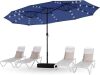 HERA'S PALACE 15ft Patio Umbrella with Base Included Double Sided Outdoor Umbrella for Patio Table Umbrella Outdoor 36 LED Solar Lights for Garden - Thumbnail 1