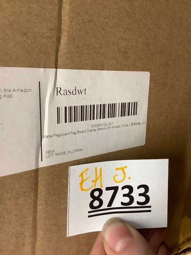 Rasdwt Metal Pegboard Peg Board Display Stand with Wheels, White - Image 4 - Lot 8733