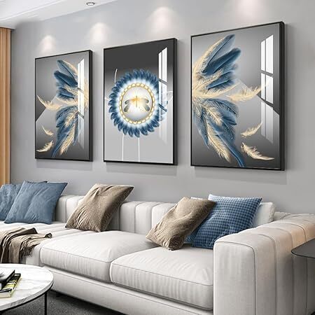 Abstract Wall Art Prints, Framed Wall Art for Living Room, Bedroom, Dining Room, Nursery, Office, Kitchen, Bathroom (Blue, 24"X 32" X 3 panel) - Image 1 - Lot 8737